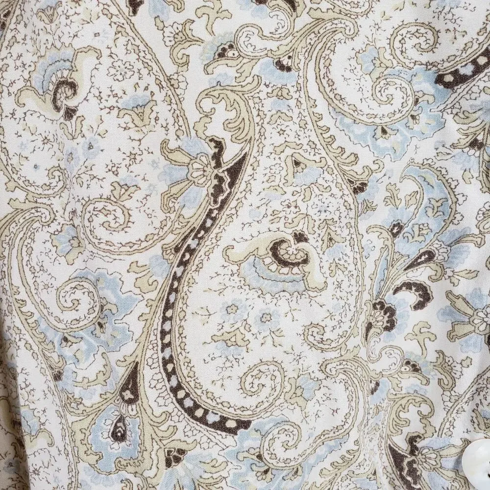 Pottery Barn Size S Pajama Set Beige Paisley Neutral Rustic Timeless‎ Loungewear